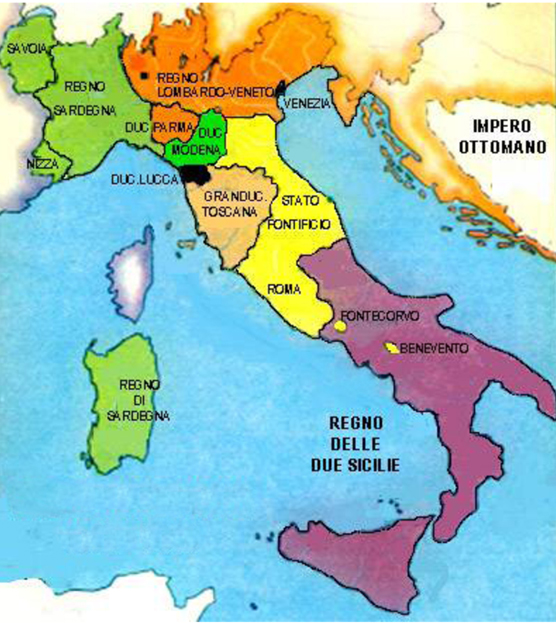 CARTA GEOPOLITICA DELL'ITALIA NEL 1840