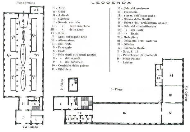 1926 - PIANTA MUSEO DEL MUSEO NAVALE DELLA SPEZIA