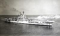 R Formidable R 67, an Illustrious-class aircraft carrier entering Valletta harbour in June 1946